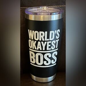 Black Stainless Steel Tumbler - World's Okayest Boss